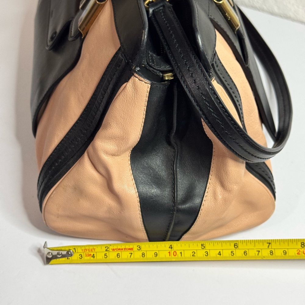 Chloe Alice Satchel Hand Bag Leather 2way Black Pink - Picture 11 of 14